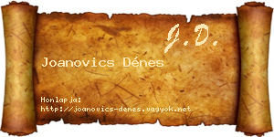 Joanovics Dénes névjegykártya